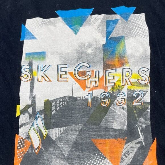 Skecher T-Shirt Logo "Skechers 1992" Graphic Tee Sz XL Vintage Made In India Bla - Picture 3 of 6